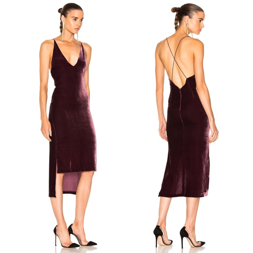 Dion Lee Fine Line Velvet Hi-low Cocktail Dress